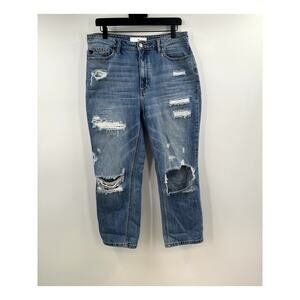 KanCan Medium Wash High Rise Distressed Jean Size 28